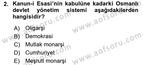 Anayasa Hukuku Dersi 2018 - 2019 Yılı 3 Ders Sınav Soruları 2. Soru