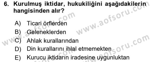 Anayasa Hukuku Dersi 2018 - 2019 Yılı 3 Ders Sınav Soruları 6. Soru