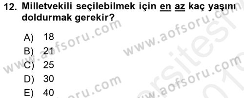 Anayasa Hukuku Dersi 2018 - 2019 Yılı (Final) Dönem Sonu Sınav Soruları 12. Soru