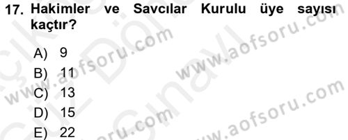 Anayasa Hukuku Dersi 2018 - 2019 Yılı (Final) Dönem Sonu Sınav Soruları 17. Soru