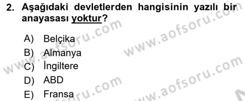 Anayasa Hukuku Dersi 2018 - 2019 Yılı Yaz Okulu Sınav Soruları 2. Soru