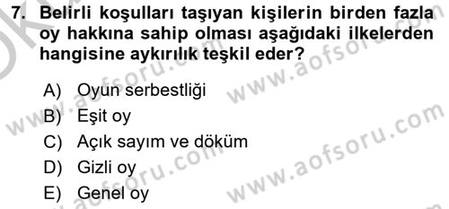 Anayasa Hukuku Dersi 2018 - 2019 Yılı Yaz Okulu Sınav Soruları 7. Soru
