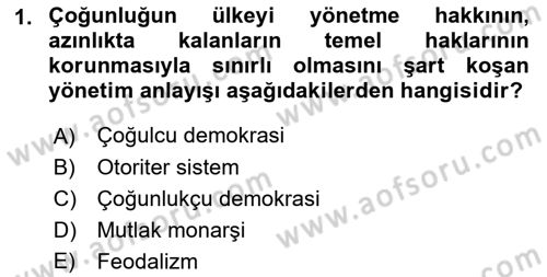 Anayasa Hukuku Dersi 2019 - 2020 Yılı (Final) Dönem Sonu Sınav Soruları 1. Soru