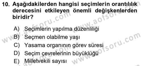 Anayasa Hukuku Dersi 2019 - 2020 Yılı (Final) Dönem Sonu Sınav Soruları 10. Soru