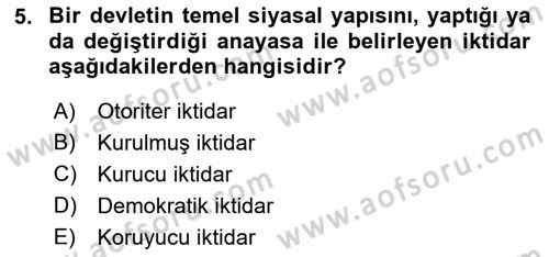 Anayasa Hukuku Dersi 2019 - 2020 Yılı (Final) Dönem Sonu Sınav Soruları 5. Soru
