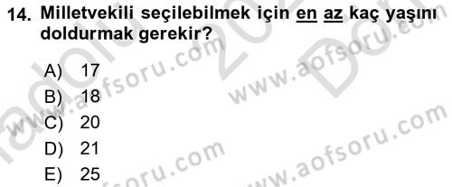 Anayasa Hukuku Dersi 2021 - 2022 Yılı (Final) Dönem Sonu Sınav Soruları 14. Soru