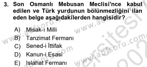 Anayasa Hukuku Dersi 2021 - 2022 Yılı (Final) Dönem Sonu Sınav Soruları 3. Soru