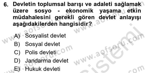 Anayasa Hukuku Dersi 2021 - 2022 Yılı (Final) Dönem Sonu Sınav Soruları 6. Soru