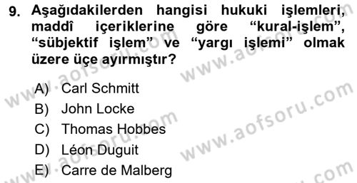 Anayasa Hukuku Dersi 2021 - 2022 Yılı (Final) Dönem Sonu Sınav Soruları 9. Soru