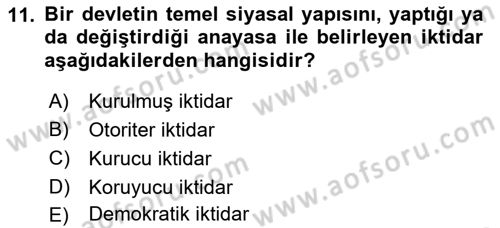 Anayasa Hukuku Dersi 2021 - 2022 Yılı Yaz Okulu Sınav Soruları 11. Soru