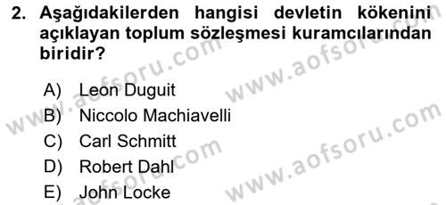 Anayasa Hukuku Dersi 2021 - 2022 Yılı Yaz Okulu Sınav Soruları 2. Soru