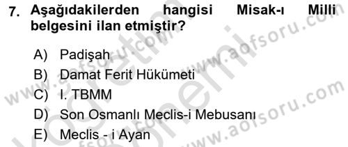 Anayasa Hukuku Dersi 2022 - 2023 Yılı (Vize) Ara Sınav Soruları 7. Soru