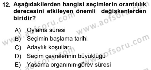 Anayasa Hukuku Dersi 2022 - 2023 Yılı (Final) Dönem Sonu Sınavı 12. Soru