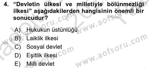 Anayasa Hukuku Dersi 2022 - 2023 Yılı Yaz Okulu Sınav Soruları 4. Soru