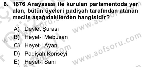 Anayasa Hukuku Dersi 2023 - 2024 Yılı (Vize) Ara Sınav Soruları 6. Soru