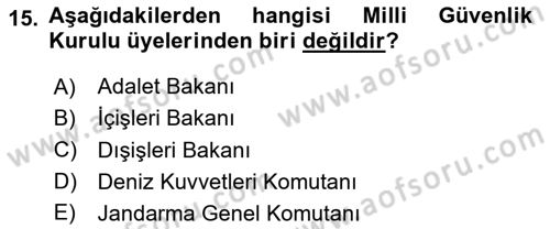 Anayasa Hukuku Dersi 2023 - 2024 Yılı Yaz Okulu Sınav Soruları 15. Soru