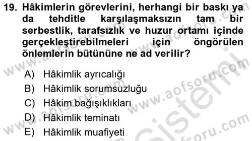 Anayasa Hukuku Dersi 2024 - 2025 Yılı (Final) Dönem Sonu Sınav Soruları 19. Soru