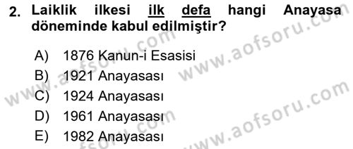 Anayasa Hukuku Dersi 2024 - 2025 Yılı (Final) Dönem Sonu Sınav Soruları 2. Soru