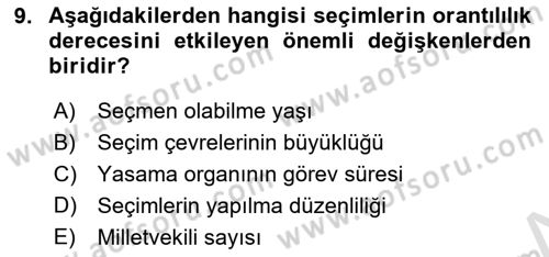 Anayasa Hukuku Dersi 2024 - 2025 Yılı (Final) Dönem Sonu Sınav Soruları 9. Soru