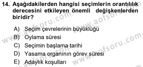 Anayasa Hukuku Dersi 2024 - 2025 Yılı Yaz Okulu Sınav Soruları 14. Soru