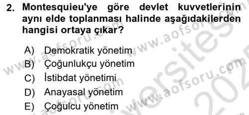 Anayasa Hukuku Dersi 2024 - 2025 Yılı Yaz Okulu Sınav Soruları 2. Soru