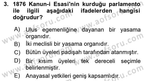 Anayasa Hukuku Dersi 2024 - 2025 Yılı Yaz Okulu Sınav Soruları 3. Soru