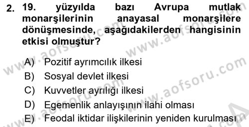 Anayasa Hukuku Dersi 2025 - 2026 Yılı (Vize) Ara Sınav Soruları 2. Soru