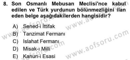 Anayasa Hukuku Dersi 2025 - 2026 Yılı (Vize) Ara Sınav Soruları 8. Soru