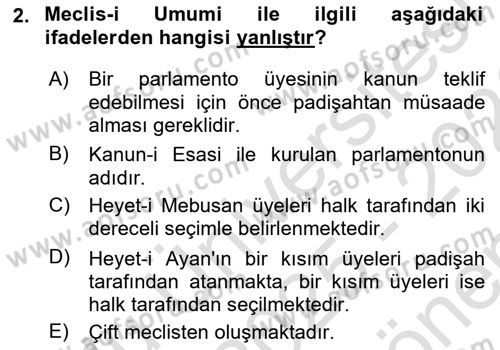 Anayasa Hukuku Dersi 2025 - 2026 Yılı (Final) Dönem Sonu Sınav Soruları 2. Soru