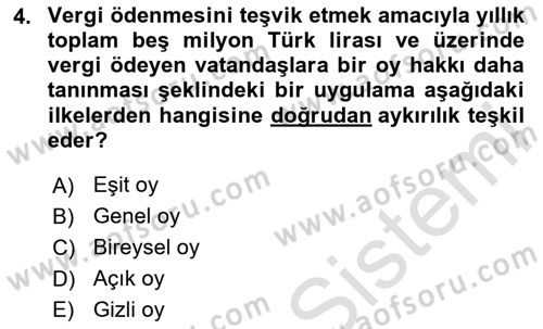 Anayasa Hukuku Dersi 2025 - 2026 Yılı (Final) Dönem Sonu Sınav Soruları 4. Soru