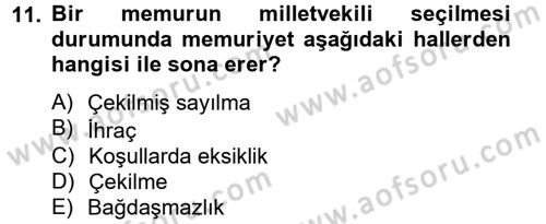 İdare Hukuku Dersi 2012 - 2013 Yılı (Final) Dönem Sonu Sınav Soruları 11. Soru