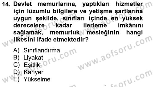 İdare Hukuku Dersi 2012 - 2013 Yılı (Final) Dönem Sonu Sınav Soruları 14. Soru