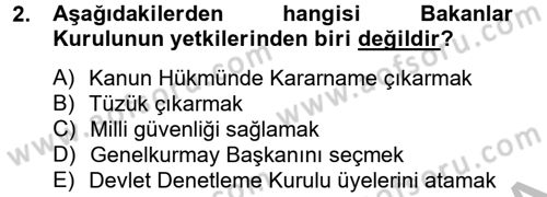 İdare Hukuku Dersi 2012 - 2013 Yılı (Final) Dönem Sonu Sınav Soruları 2. Soru