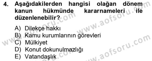İdare Hukuku Dersi 2012 - 2013 Yılı (Final) Dönem Sonu Sınav Soruları 4. Soru