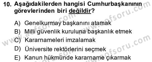 İdare Hukuku Dersi 2014 - 2015 Yılı (Vize) Ara Sınav Soruları 10. Soru
