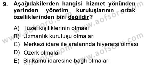 İdare Hukuku Dersi 2014 - 2015 Yılı (Vize) Ara Sınav Soruları 9. Soru