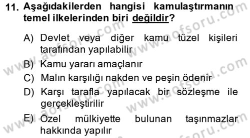 İdare Hukuku Dersi 2014 - 2015 Yılı (Final) Dönem Sonu Sınav Soruları 11. Soru
