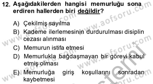 İdare Hukuku Dersi 2014 - 2015 Yılı (Final) Dönem Sonu Sınav Soruları 12. Soru