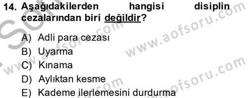 İdare Hukuku Dersi 2014 - 2015 Yılı (Final) Dönem Sonu Sınav Soruları 14. Soru