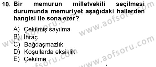 İdare Hukuku Dersi 2014 - 2015 Yılı Tek Ders Sınav Soruları 10. Soru