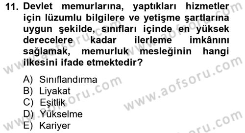 İdare Hukuku Dersi 2014 - 2015 Yılı Tek Ders Sınav Soruları 11. Soru