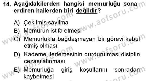 İdare Hukuku Dersi 2014 - 2015 Yılı Tek Ders Sınav Soruları 14. Soru