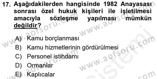 İdare Hukuku Dersi 2015 - 2016 Yılı (Vize) Ara Sınav Soruları 17. Soru