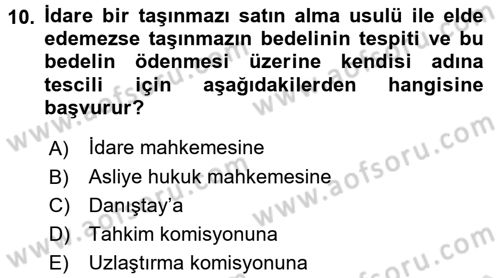 İdare Hukuku Dersi 2015 - 2016 Yılı (Final) Dönem Sonu Sınav Soruları 10. Soru