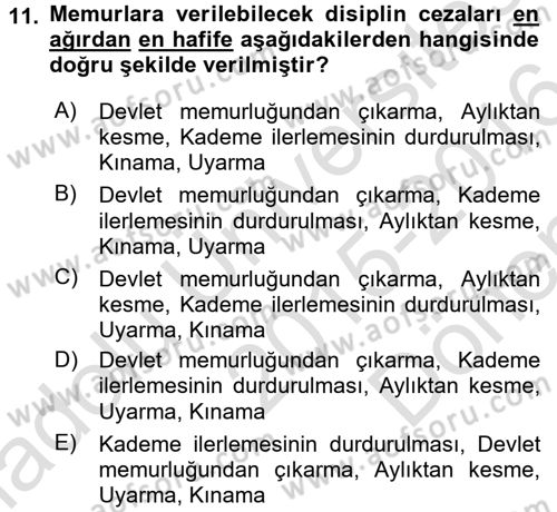 İdare Hukuku Dersi 2015 - 2016 Yılı (Final) Dönem Sonu Sınav Soruları 11. Soru