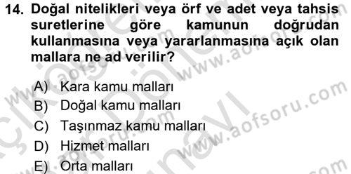 İdare Hukuku Dersi 2015 - 2016 Yılı (Final) Dönem Sonu Sınav Soruları 14. Soru