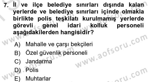 İdare Hukuku Dersi 2015 - 2016 Yılı (Final) Dönem Sonu Sınav Soruları 7. Soru