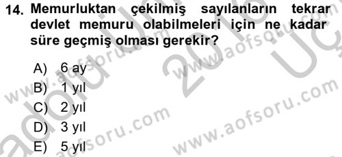 İdare Hukuku Dersi 2016 - 2017 Yılı 3 Ders Sınav Soruları 14. Soru