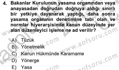 İdare Hukuku Dersi 2016 - 2017 Yılı 3 Ders Sınav Soruları 4. Soru