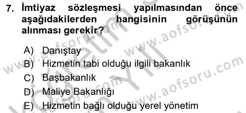İdare Hukuku Dersi 2016 - 2017 Yılı 3 Ders Sınav Soruları 7. Soru